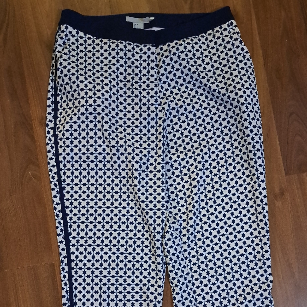 H&M Navy and White Geometric Trousers
